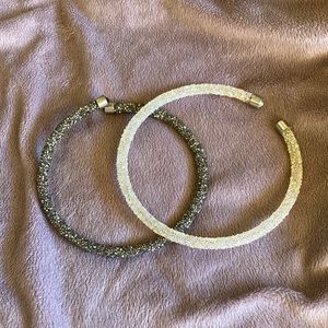 Set of Chokers Gun Metal Grey and White 2